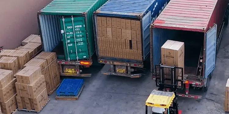 hairdressing products loading into containers